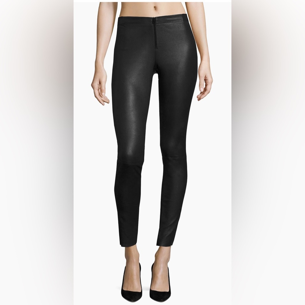 Alice + Olivia Black Leather Skinny Pants